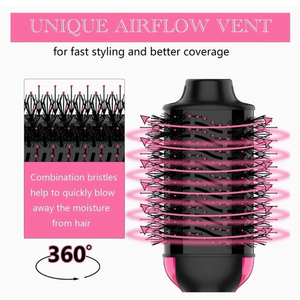4-In-One Hair Dryer Styling Brush With Ceramic Oval Barrel and Volumizer 1200W